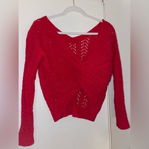 Red crop sweater